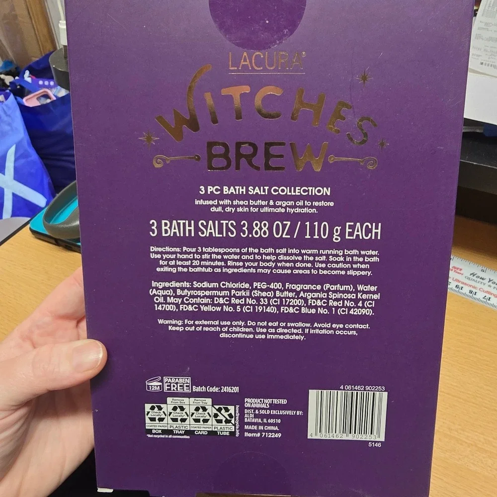 Lacura Witches Brew 3 PC Bath Salt Collection Cherry Berry Mint Potions Set NEW